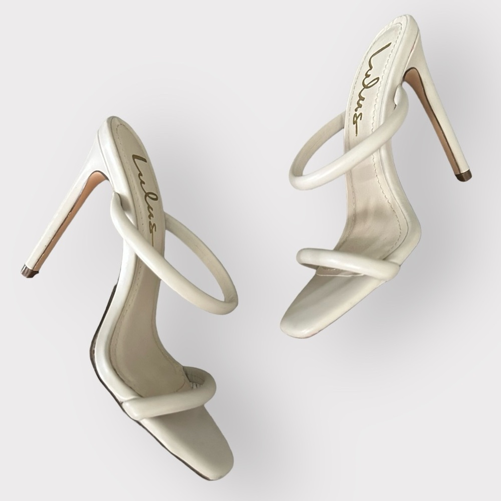 Lulu’s Theyaa Off White Square Toe Heels 6 - Picture 5 of 8